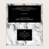 Trendy Black & Gray Marble Jewelier Designer Visitenkarten (Außenseite Aufgefaltet)