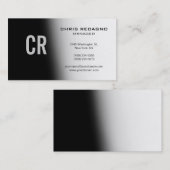 Trendy Black Gray White Monogram Business Card Visitenkarte (Vorne/Hinten)