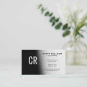 Trendy Black Gray White Monogram Business Card Visitenkarte (Stehend Vorderseite)