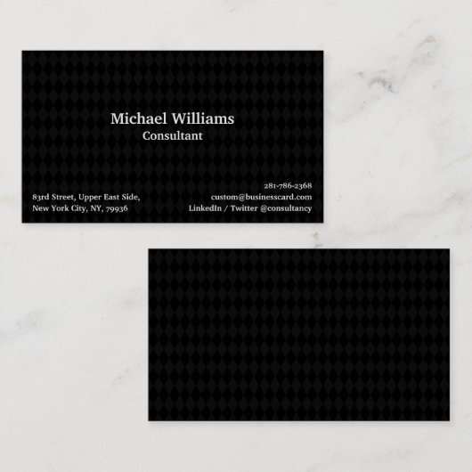 Trendy Black Harlequin Pattern Geometric Modern Visitenkarte (Vorne/Hinten)