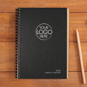 Trendy Black Leather Modern Logo Wochenplaner