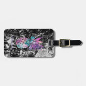Trendy Black Marble , Ananas - Personalisiert Gepäckanhänger (Vorderseite horizontal)
