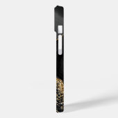 Trendy Black Marble, Gold Sequins Monogramm Case-Mate iPhone Hülle (Rückseite / Links)