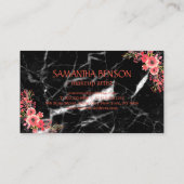 Trendy Black Marble Rose Gold Lips Makeup Artist Visitenkarte (Rückseite)