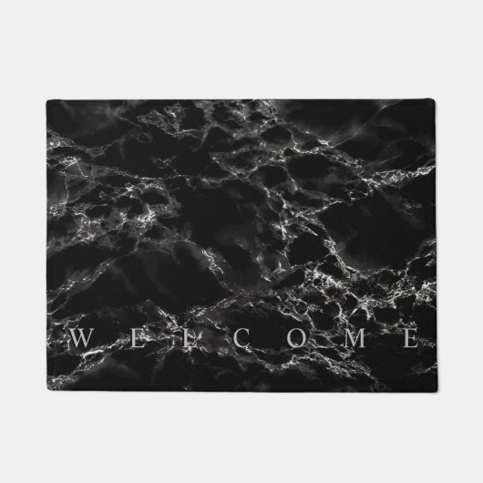 Trendy Black Marble Stone - Willkommen Fußmatte (Vorderseite)