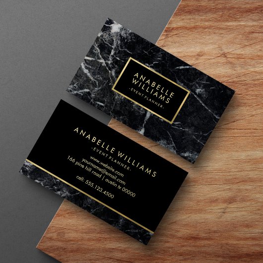 Trendy Black Marble und bedruckte Gold Textur Visitenkarte