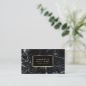 Trendy Black Marble und bedruckte Gold Textur Visitenkarte (Stehend Vorderseite)