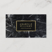 Trendy Black Marble und bedruckte Gold Textur Visitenkarte (Vorderseite)