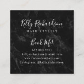 Trendy Black Marmor Haar Stift Signatur Quadratische Visitenkarte (Rückseite)