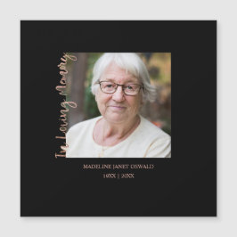 Trendy Black Minimalist Custom Photo Remembrance Magnetkarte