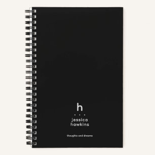 Trendy Black Noir Modernes Monogramm Notizblock