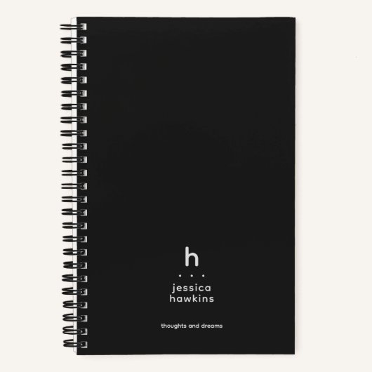 Trendy Black Noir Modernes Monogramm Notizblock (Vorderseite)