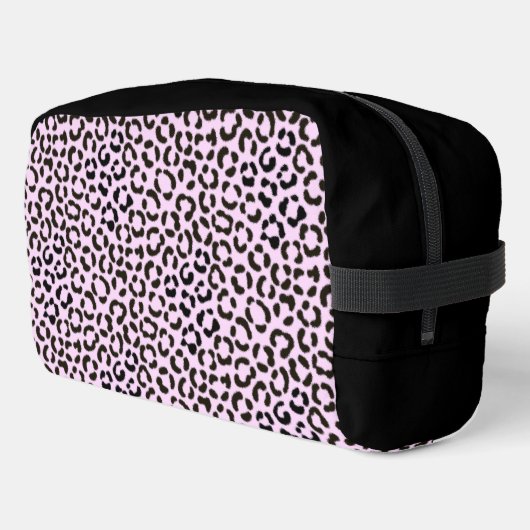 Trendy Black & Pink Leopard Fur Effekt Rpt Muster Waschbeutel (Linke Seite)