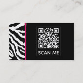 Trendy Black & Pink Zebra Print QR CODE Visitenkarte (Rückseite)