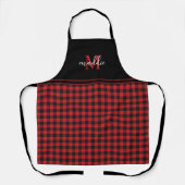 Trendy Black & Red Buffalo Kariert Mit Monogramm Schürze (Vorderseite)