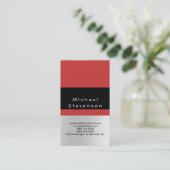 Trendy Black Red Gray Einfache Schlichte Visitenka Visitenkarte (Stehend Vorderseite)