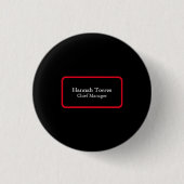 Trendy Black & Red Schlicht Creative Modern Button (Vorderseite)