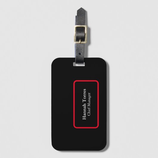 Trendy Black & Red Schlicht Creative Modern Gepäckanhänger (Vorderseite Vertikal)