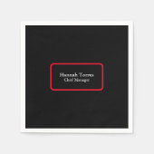 Trendy Black & Red Schlicht Creative Modern Serviette (Vorderseite)