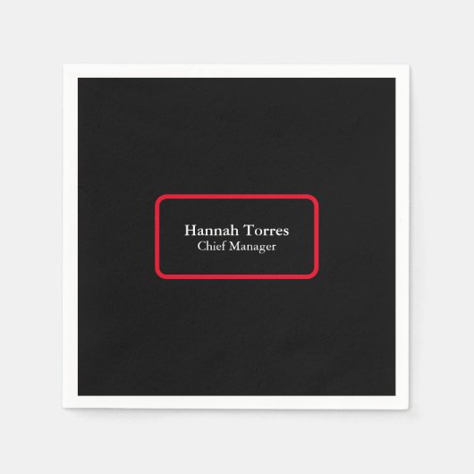 Trendy Black & Red Schlicht Creative Modern Serviette (Vorderseite)