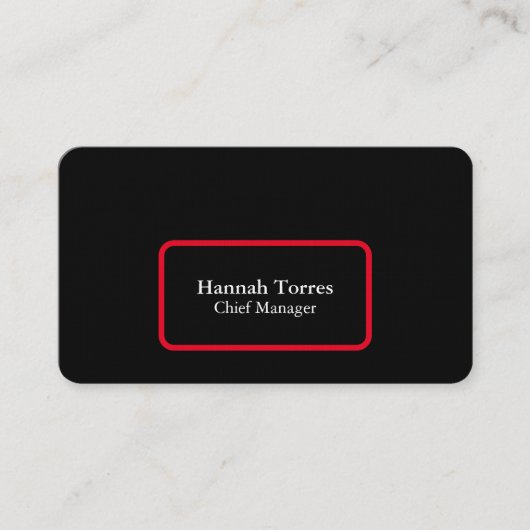 Trendy Black & Red Schlicht Creative Modern Visitenkarte (Vorderseite)