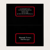 Trendy Black & Red Schlicht Creative Modern Visitenkarten (Außenseite Aufgefaltet)