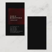 Trendy Black Red Stripe Consultant Business Card Visitenkarte (Vorne/Hinten)