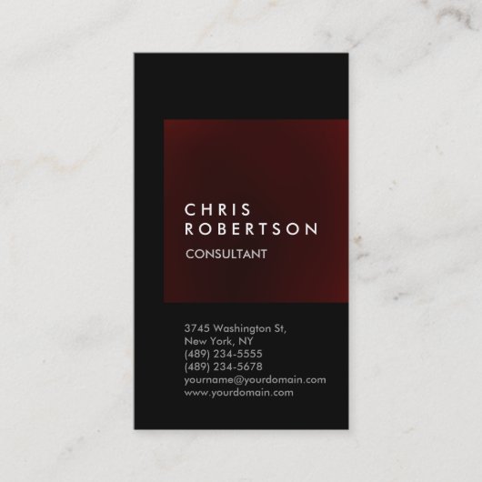 Trendy Black Red Stripe Consultant Business Card Visitenkarte (Vorderseite)