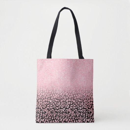 Trendy Black Rose Gold Glitzer Leopard Ombre Tasche (Vorderseite)