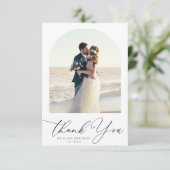 trendy Black Script Bogen Hochzeit Foto Vielen Dan Dankeskarte (Stehend Vorderseite)