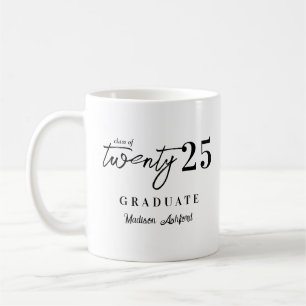 Trendy Black Script Typografy 2025 Abschluss Kaffeetasse