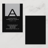 Trendy Black Silver Gray Monogram Business Card Visitenkarte (Vorne/Hinten)