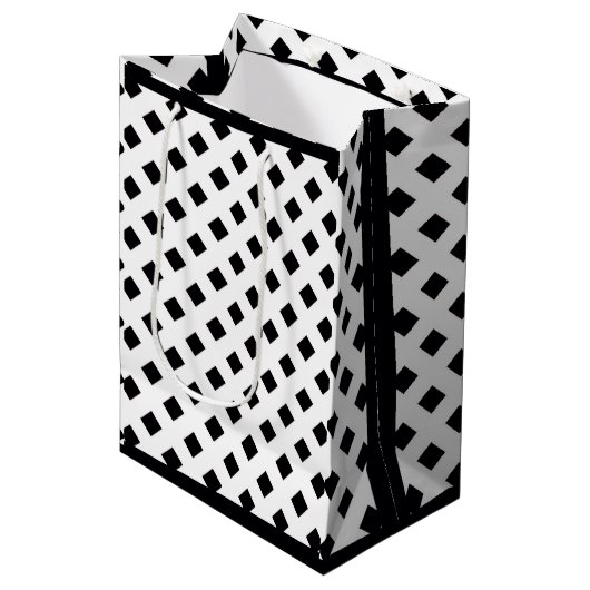 TRENDY BLACK SQUARE MITTLERE GESCHENKTÜTE (Vorderseite Schrägansicht)