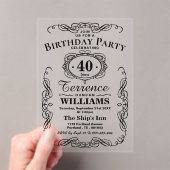 Trendy Black Typografy Adult Birthday Acryleinladungen (Insitu (Handheld))