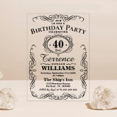 Trendy Black Typografy Adult Birthday Acryleinladungen