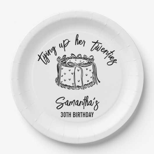 Trendy Black verbindet ihre Zwanziger 30. Geburtst Pappteller (Vorderseite)