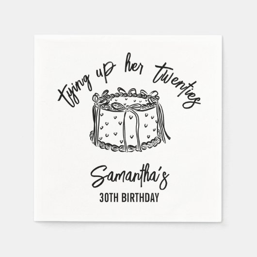 Trendy Black verbindet ihre Zwanziger 30. Geburtst Serviette (Vorderseite)