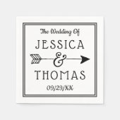 Trendy Black & White Ampersand & Arrow Wedding Serviette (Vorderseite)