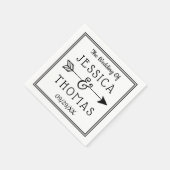Trendy Black & White Ampersand & Arrow Wedding Serviette (Ecke)