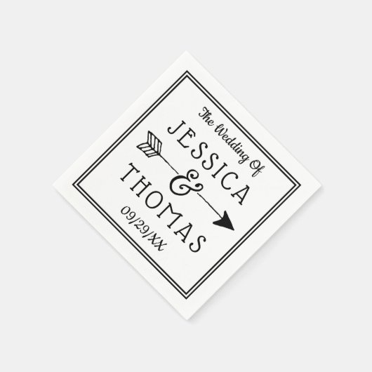Trendy Black & White Ampersand & Arrow Wedding Serviette (Ecke)