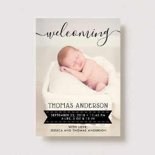 Trendy Black & White Birth Ankündigung