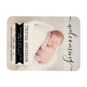 Trendy Black & White Birth Ankündigung Magnet (Horizontal)