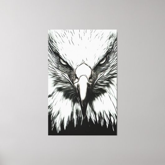 Trendy Black & White Eagle Leinwanddruck (Vorderseite)