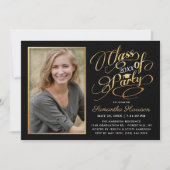 Trendy Black, White & Gold Graduation Party Einladung (Vorderseite)