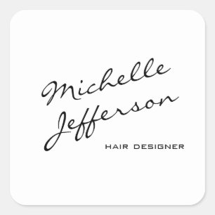 Trendy Black & White Haar-Stylisten Profilkarte Quadratischer Aufkleber