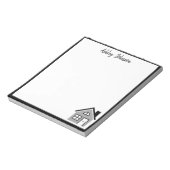 Trendy Black & White House Realtor Name Notepad Notizblock (Rotiert)