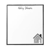 Trendy Black & White House Realtor Name Notepad Notizblock (Vorderseite)