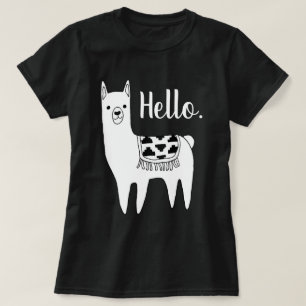Trendy Black & White Llama Sketch Hallo T-Shirt