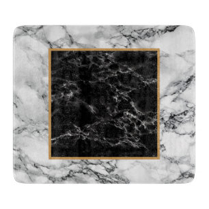 Trendy Black & White Marble Stone - Modern Schneidebrett