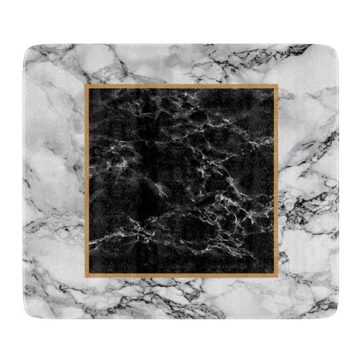 Trendy Black & White Marble Stone - Modern Schneidebrett (Vorderseite)